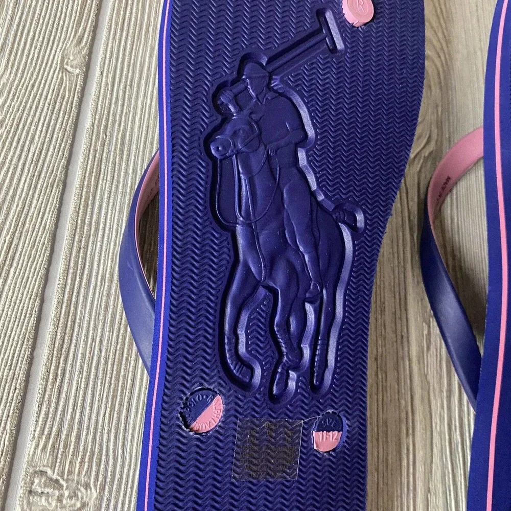 Polo Ralph Lauren Bolt Floral Flip Flip Sandals Men’s 11-12 12D Blue Pink New
